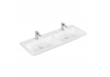 Vanity washbasin double Villeroy & Boch Subway 3.0, 130x47cm, without overflow, 2 otwory na armaturę, Weiss Alpin CeramicPlus
