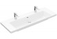 Vanity washbasin double Villeroy & Boch Subway 3.0, 130x47cm, z overflow, 2 otwory na armaturę, Weiss Alpin