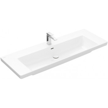 Vanity washbasin Villeroy & Boch Subway 3.0, 130x47cm, z overflow, 2 otwory na armaturę, Weiss Alpin