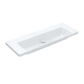 Vanity washbasin Villeroy & Boch Subway 3.0, 130x47cm, z overflow, 2 otwory na armaturę, Weiss Alpin