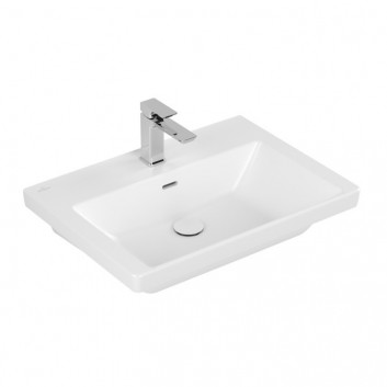 Vanity washbasin Villeroy & Boch Subway 3.0, 80x47cm, z overflow, otwór na armaturę, Weiss Alpin