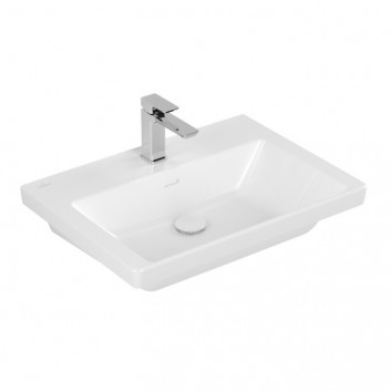 Vanity washbasin Villeroy & Boch Subway 3.0, 80x47cm, z overflow, otwór na armaturę, Weiss Alpin