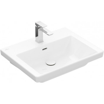 Vanity washbasin Villeroy & Boch Subway 3.0, 65x47cm, z overflow, otwór na armaturę, Weiss Alpin