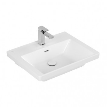 Vanity washbasin Villeroy & Boch Subway 3.0, 65x47cm, z overflow, otwór na armaturę, Weiss Alpin