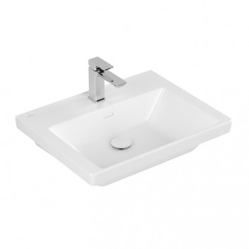 Vanity washbasin Villeroy & Boch Subway 3.0, 65x47cm, z overflow, otwór na armaturę, Weiss Alpin