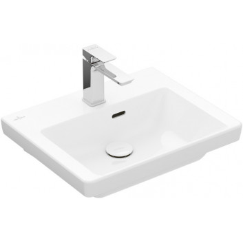 Wall-hung washbasin Villeroy & Boch Subway 3.0, 55x44cm, z overflow, otwór na armaturę, Weiss Alpin