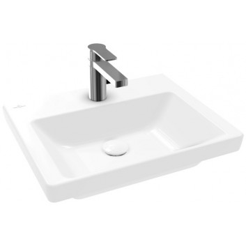 Wall-hung washbasin Villeroy & Boch Subway 3.0, 55x44cm, z overflow, otwór na armaturę, Weiss Alpin