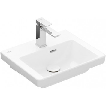 Wall-hung washbasin Villeroy & Boch Subway 3.0, 50x40cm, z overflow, otwór na armaturę, Weiss Alpin