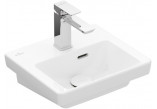 Wall-hung washbasin/vanity Villeroy & Boch Subway 3.0, 37x30,5cm, z overflow, otwór na armaturę, Weiss Alpin CeramicPlus