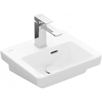 Wall-hung washbasin/vanity Villeroy & Boch Subway 3.0, 45x37cm, z overflow, otwór na armaturę, Weiss Alpin