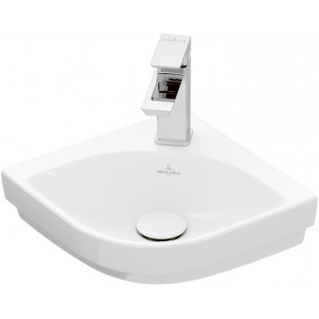 Wall-hung washbasin corner Villeroy & Boch Subway 3.0, 32x32cm, without overflow, otwór na armaturę, Weiss Alpin