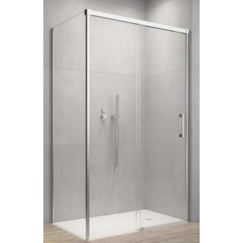 Front for shower cabin Radaway Nes 8 Black KDS I 140, door right, glass transparent, 1400x2000mm, black profil