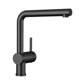 Kitchen faucet Blanco Linus-S, standing, height 284mm, obracana i pull-out spray, black mat