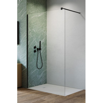 Door sliding walk-in Radaway Furo Black, right, with wall, 90x200cm, glass transparent, profil black