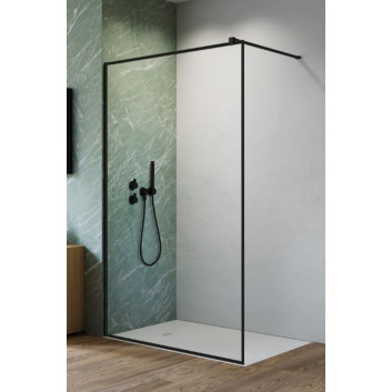 Door sliding walk-in Radaway Furo Black, right, with wall, 90x200cm, glass transparent, profil black