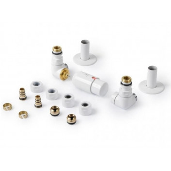 Set trójosiowy thermostatic kątowy Terma Vision All In One, prawy - white shine