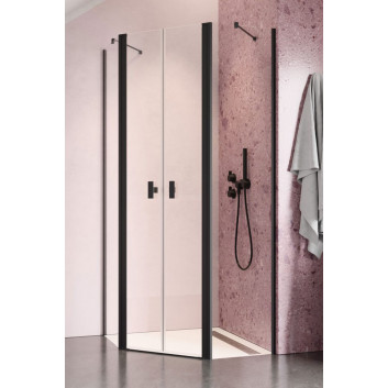 Shower cabin symmetric Radaway Nes Black PTJ 80x80cm, door left, glass transparent, profil chrome