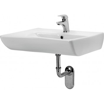 Wall-hung washbasin Cersanit Etiuda, 66x55cm, dla osób z ograniczoną sprawnością ruchową, z overflow, battery hole, white