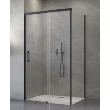 Front for shower cabin Radaway Nes 8 Black KDS I 140, door right, glass transparent, 1400x2000mm, black profil