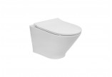 Bowl wall-hung WC Roca Gap Round Compacto Rimless, 48x35,5cm, bez kołnierza, with seat slim, white