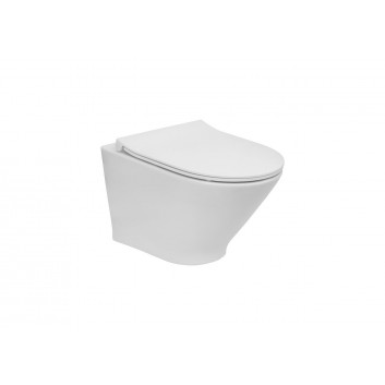 Bowl wall-hung WC Roca Gap Round Compacto Rimless, 48x35,5cm, bez kołnierza, with seat slim, white