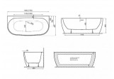Bathtub freestanding wallmounted Polimat Risa, 170x80cm, acrylic, white