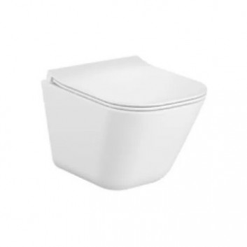 Bowl WC wall-hung, Roca Gap Square Rimless Compacto 48×34 cm - white