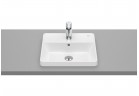 Recessed washbasin Roca Gap Square, 42x39cm, rectangular, overflow, battery hole, white