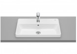 Recessed washbasin Roca Gap Square, 42x39cm, rectangular, overflow, battery hole, white