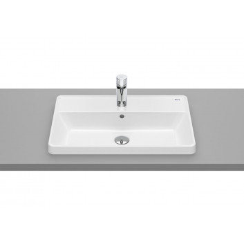 Recessed washbasin Roca Gap Square, 42x39cm, rectangular, overflow, battery hole, white