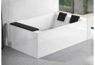 Corner bathtub with hydromassage Novellini Divina Dual Natural Air, 190x140cm, montaż prawy, with frame, system przelewowy, cascade, obudowa 4-częściowa, white shine