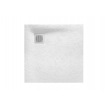 Square shower tray Roca Terran, 80x80cm, kompozytowy, Stonex, with siphon, white