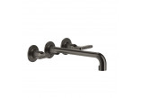 3-hole washbasin faucet Gessi Inciso, wall mounted, spout 255mm, without pop, Brass Brushed PVD