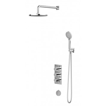 Thermostatic shower system Omnires Y, concealed, 2 wyjścia wody, overhead shower 25cm, handshower 5-funkcyjna, chrome