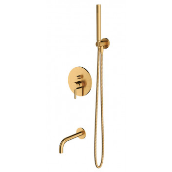 Set bath-shower Omnires Y, concealed, spout 21cm, 2 wyjścia wody, czarno-gold