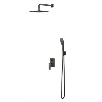 Shower system Omnires Parma, wall mounted, 2 wyjścia wody, overhead shower 20x20cm, handshower 3-functional, grafit