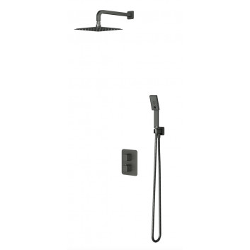 Shower system Omnires Parma, concealed, 2 wyjścia wody, overhead shower 20x20cm, handshower 3-functional, grafit