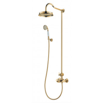 Shower set wall mounted Omnires Armance, 2 wyjścia wody, overhead shower 225mm, handshower 1-functional, gold