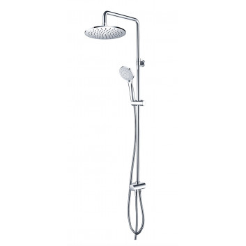 Shower set Omnires Yosemite, wall mounted, 2 wyjścia wody, handshower 5-funkcyjna, overhead shower round 25cm, gold