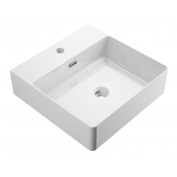 Countertop washbasin/hanging Omnires Garland, 60x43cm, z overflow, battery hole, white shine