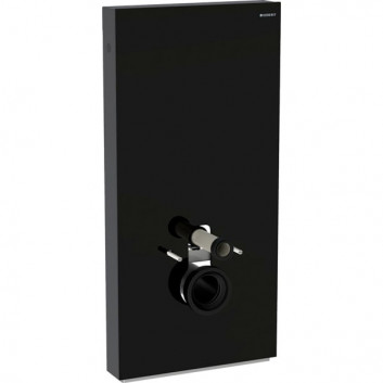 Sanitary module Geberit Monolith Plus do WC wiszącego, glass czarne/aluminium black chrome, H114, fixing 18 cm