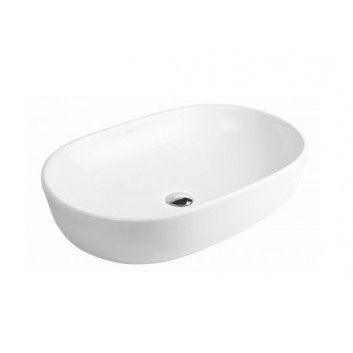 Countertop washbasin Oltens Hamnes, 60x42,5cm, oval, without overflow, powłoka SmartClean, white