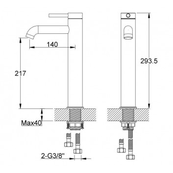 Washbasin faucet Kohlman Axel Gold, standing - złota błyszcząca