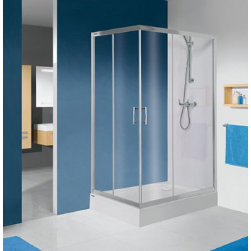 Square shower cabin Sanplast Classic KT/DJ-c-80, 80x80cm, hinge trzpieniowy, white profile