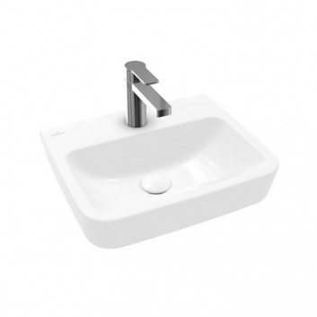 Countertop washbasin Villeroy & Boch O.novo, 45x37cm, z overflow, battery hole, Weiss Alpin