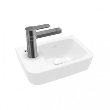 Small wall-hung washbasin Villeroy&Boch O.novo, 36x25cm, z overflow, battery hole, Weiss Alpin