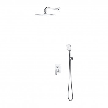 Shower system Omnires Sacramento, wall mounted, 2 wyjścia wody, overhead shower 25x25cm, handshower 3-functional, chrome