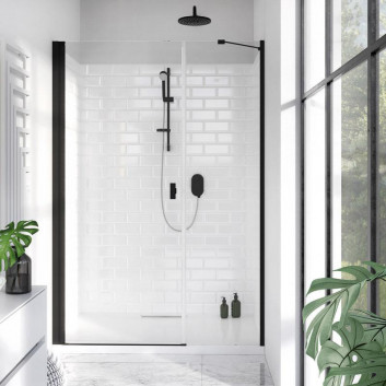 Door shower for recess installation Radaway Nes 8 Black DWS I 140, right, glass transparent, 1400x2000mm, black profil