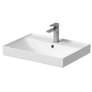 Vanity washbasin Cersanit Larga, 50,5x40cm, z overflow, battery hole, white