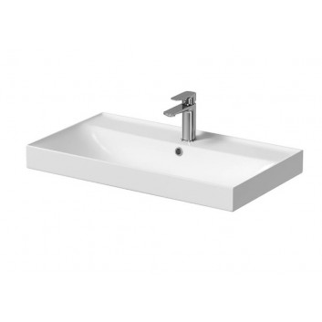 Vanity washbasin Cersanit Larga, 60,5x45,5cm, z overflow, battery hole, white